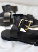 Σανδάλια δερμάτινα με τοκά tfp - Μαύρο - thefashionproject.gr - TFP