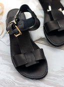 Σανδάλια δερμάτινα με τοκά tfp - Μαύρο - thefashionproject.gr - TFP