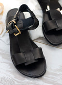 Σανδάλια δερμάτινα με τοκά tfp - Μαύρο - thefashionproject.gr - TFP