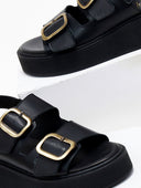 Σανδάλια δερμάτινα με τοκά tfp - Μαύρο - thefashionproject.gr - TFP