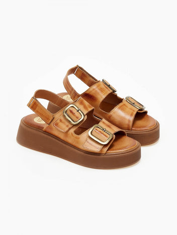 Σανδάλια δερμάτινα με τοκά tfp - Ταμπά - thefashionproject.gr - TFP