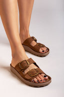 Σανδάλια δερμάτινα με τοκάδες DESPOINA FANTASY SANDALS - Mocha - thefashionproject.gr - FANTASY SANDALS