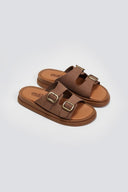 Σανδάλια δερμάτινα με τοκάδες Estil - Καφέ - thefashionproject.gr - Estil