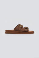 Σανδάλια δερμάτινα με τοκάδες Estil - Καφέ - thefashionproject.gr - Estil