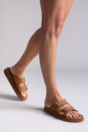 Σανδάλια δερμάτινα με τοκάδες Estil - Κάμελ - thefashionproject.gr - Estil