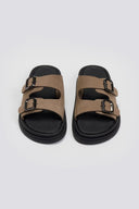 Σανδάλια δερμάτινα με τοκάδες Estil - Λαδί - thefashionproject.gr - Estil