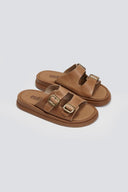 Σανδάλια δερμάτινα με τοκάδες Estil - Τάουπε - thefashionproject.gr - Estil