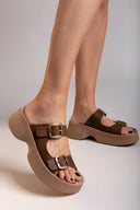 Σανδάλια δερμάτινα με τοκάδες ROCHELLE FANTASY SANDALS - Καφέ - thefashionproject.gr - FANTASY SANDALS