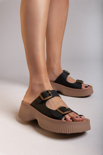 Σανδάλια δερμάτινα με τοκάδες ROCHELLE FANTASY SANDALS - Μαύρο - thefashionproject.gr - FANTASY SANDALS