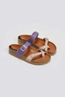 Σανδάλια δερμάτινα με τοκάδες Take me - Μωβ - thefashionproject.gr - Take me