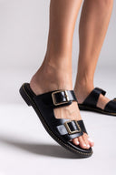 Σανδάλια δερμάτινα με τοκάδες TFP - Μαύρο - thefashionproject.gr - TFP