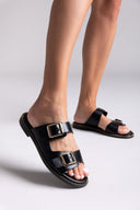 Σανδάλια δερμάτινα με τοκάδες TFP - Μαύρο - thefashionproject.gr - TFP