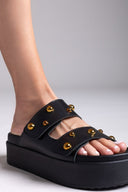 Σανδάλια δερμάτινα με τρουκς ATENEO - Μαύρο - thefashionproject.gr - ATENEO