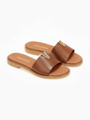 Σανδάλια δερμάτινα με v cut Ragazza 01025