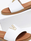 Σανδάλια δερμάτινα με v cut Ragazza 01025