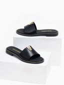 Σανδάλια δερμάτινα με v cut Ragazza 01025 - Μαύρο - thefashionproject.gr - RAGAZZA