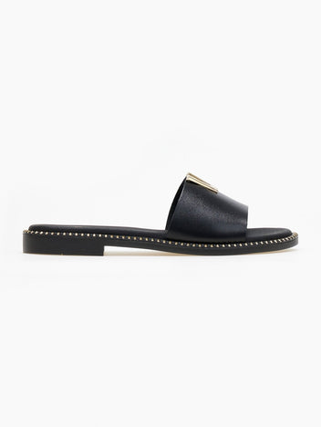 Σανδάλια δερμάτινα με v cut Ragazza 01025 - Μαύρο - thefashionproject.gr - RAGAZZA