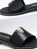 Σανδάλια δερμάτινα με v cut Ragazza 01025 - Μαύρο - thefashionproject.gr - RAGAZZA
