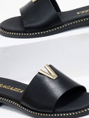 Σανδάλια δερμάτινα με v cut Ragazza 01025 - Μαύρο - thefashionproject.gr - RAGAZZA