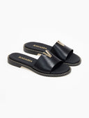 Σανδάλια δερμάτινα με v cut Ragazza 01025 - Μαύρο - thefashionproject.gr - RAGAZZA