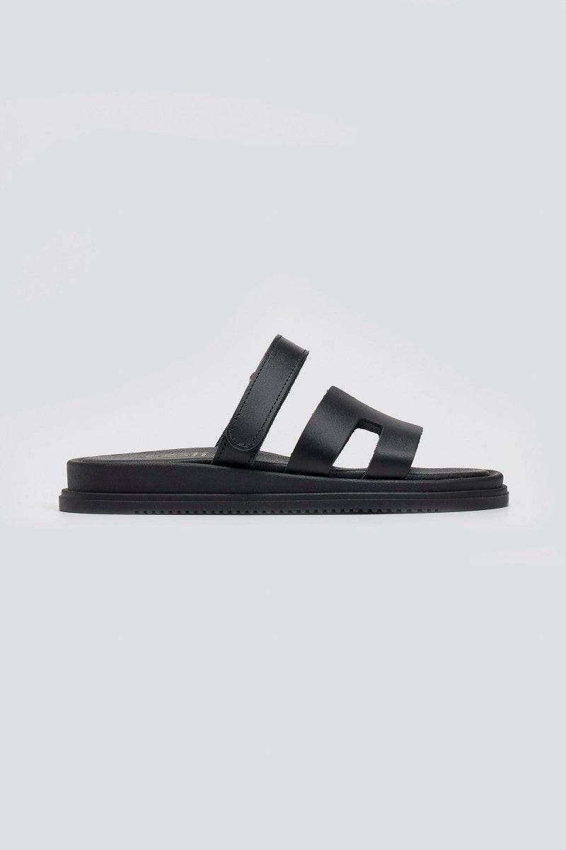 Σανδάλια δερμάτινα με velcro Estil - Μαύρο - thefashionproject.gr - Estil