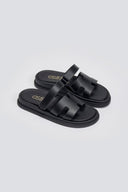 Σανδάλια δερμάτινα με velcro Estil - Μαύρο - thefashionproject.gr - Estil