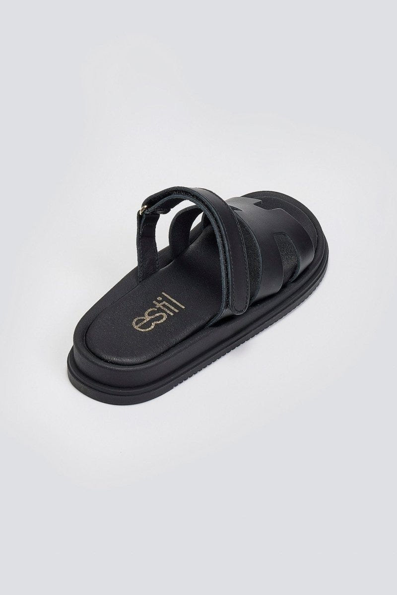 Σανδάλια δερμάτινα με velcro Estil - Μαύρο - thefashionproject.gr - Estil