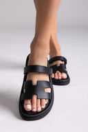 Σανδάλια δερμάτινα με velcro Estil - Μαύρο - thefashionproject.gr - Estil
