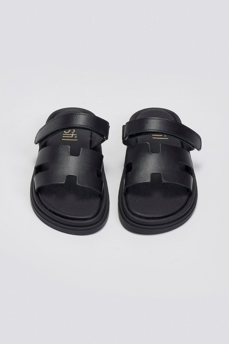 Σανδάλια δερμάτινα με velcro Estil - Μαύρο - thefashionproject.gr - Estil