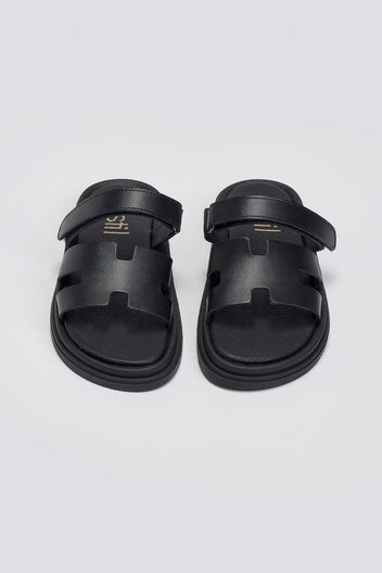 Σανδάλια δερμάτινα με velcro Estil - Μαύρο - thefashionproject.gr - Estil