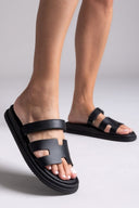 Σανδάλια δερμάτινα με velcro Estil - Μαύρο - thefashionproject.gr - Estil