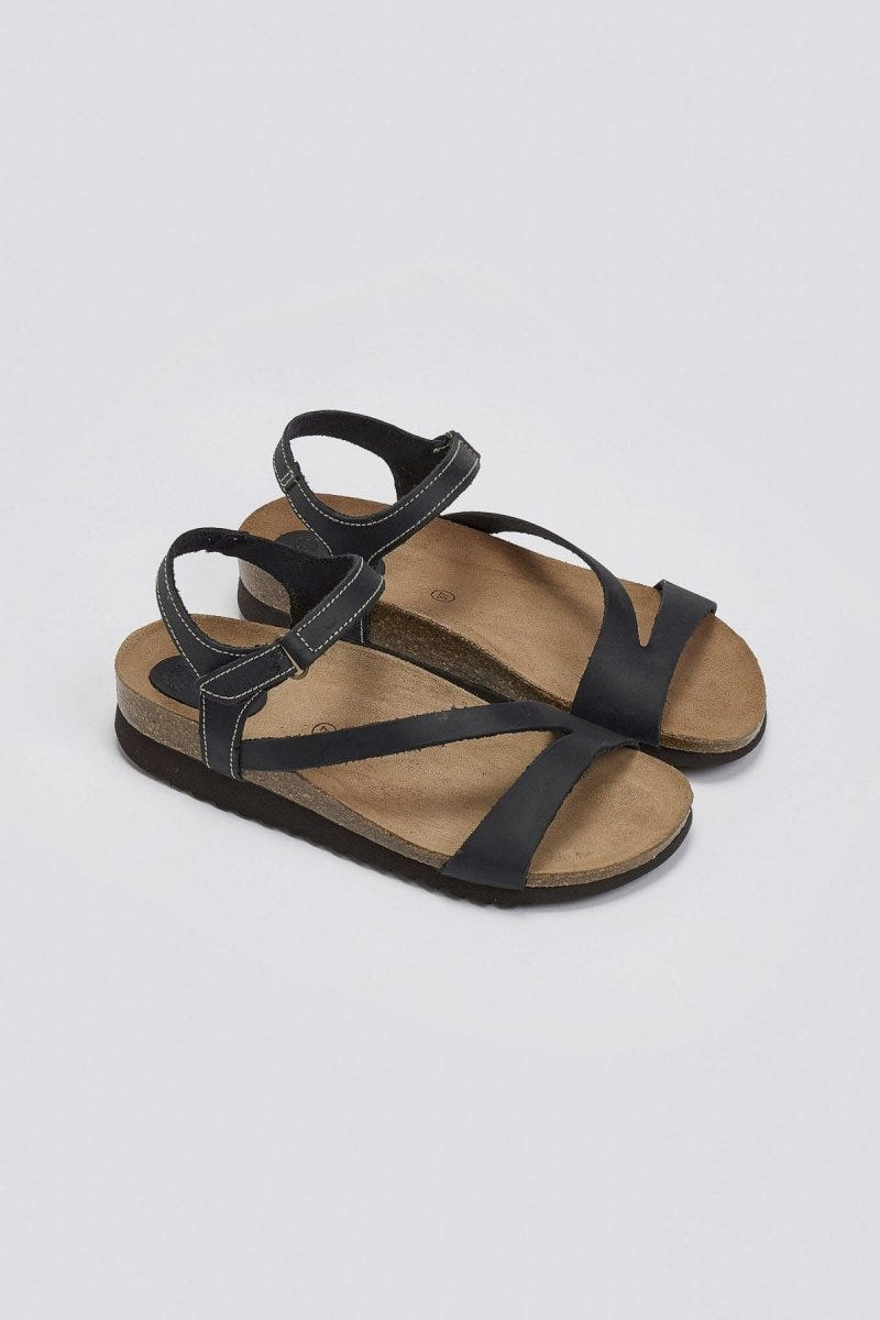 Σανδάλια δερμάτινα με velcro Interbios - Μαύρο - thefashionproject.gr - Inter - Bios