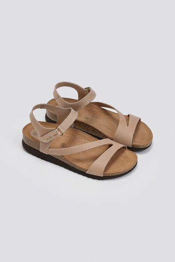 Σανδάλια δερμάτινα με velcro Interbios - Μπεζ - thefashionproject.gr - Inter - Bios