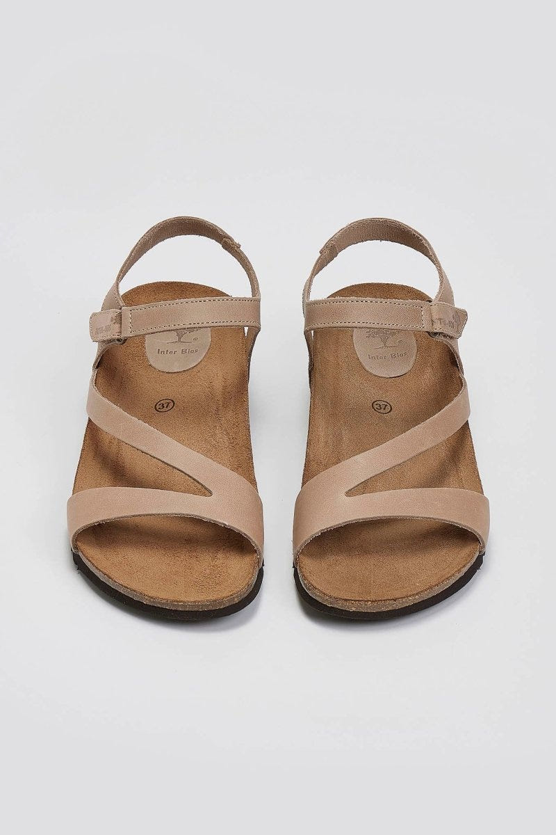 Σανδάλια δερμάτινα με velcro Interbios - Μπεζ - thefashionproject.gr - Inter - Bios