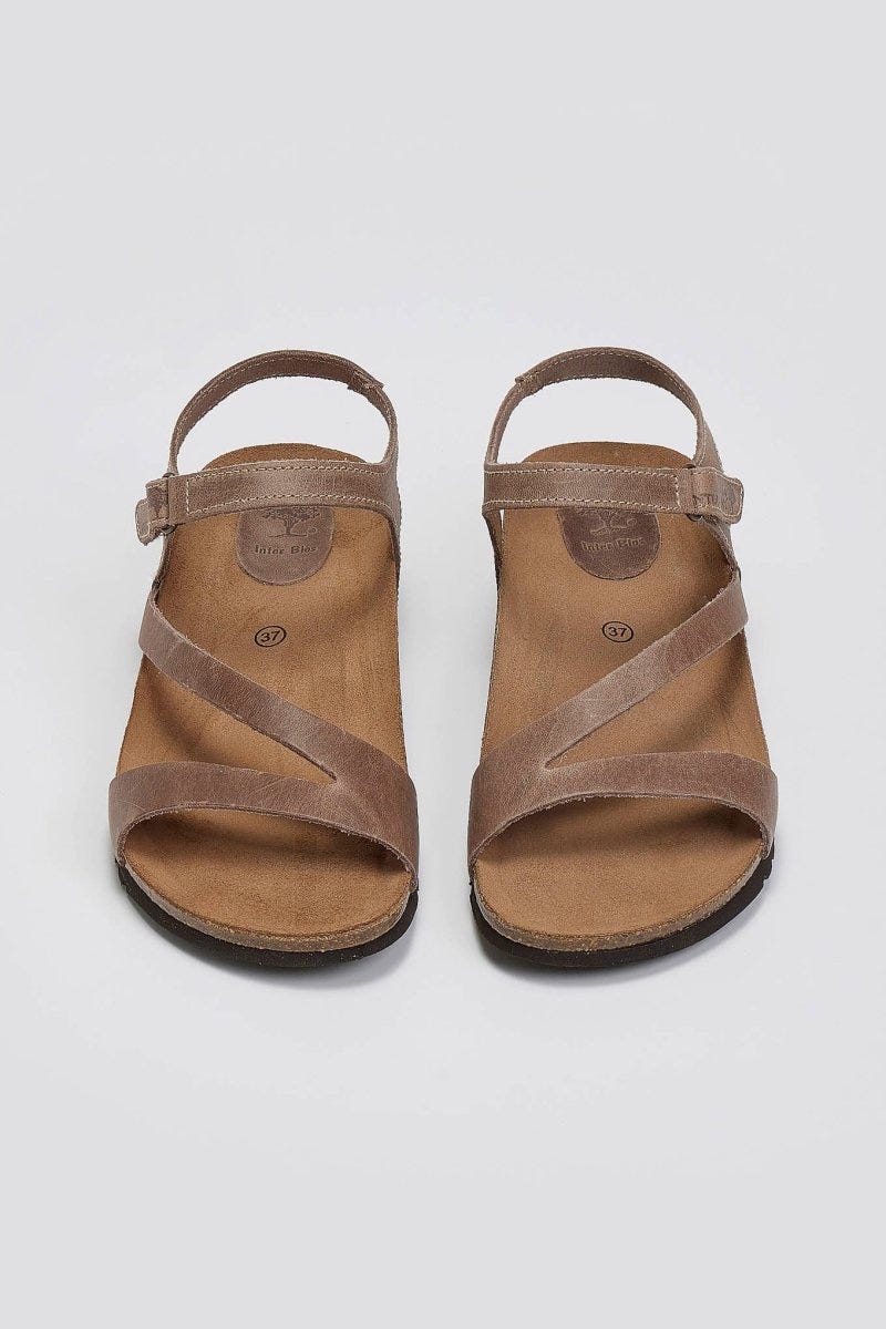 Σανδάλια δερμάτινα με velcro Interbios - Τάουπε - thefashionproject.gr - Inter - Bios