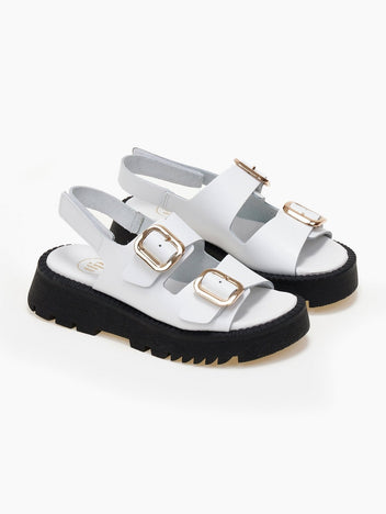 Σανδάλια δερμάτινα με velcro λουράκι TFP - Λευκό - thefashionproject.gr - TFP