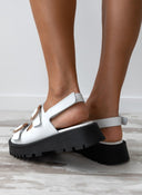 Σανδάλια δερμάτινα με velcro λουράκι TFP - Λευκό - thefashionproject.gr - TFP