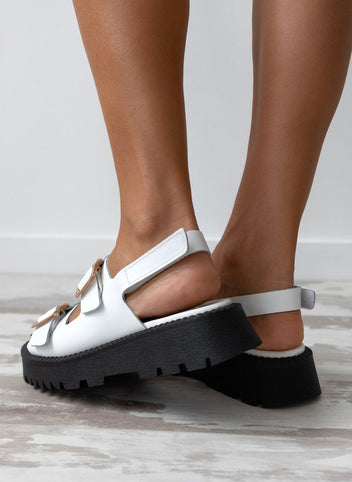 Σανδάλια δερμάτινα με velcro λουράκι TFP - Λευκό - thefashionproject.gr - TFP