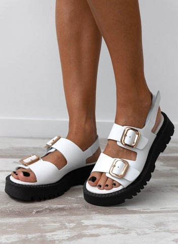 Σανδάλια δερμάτινα με velcro λουράκι TFP - Λευκό - thefashionproject.gr - TFP