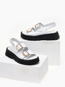 Σανδάλια δερμάτινα με velcro λουράκι TFP - Λευκό - thefashionproject.gr - TFP