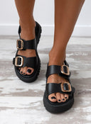 Σανδάλια δερμάτινα με velcro λουράκι TFP - Μαύρο - thefashionproject.gr - TFP