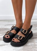 Σανδάλια δερμάτινα με velcro λουράκι TFP - Μαύρο - thefashionproject.gr - TFP