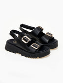 Σανδάλια δερμάτινα με velcro λουράκι TFP - Μαύρο - thefashionproject.gr - TFP