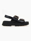 Σανδάλια δερμάτινα με velcro λουράκι TFP - Μαύρο - thefashionproject.gr - TFP