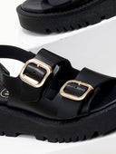 Σανδάλια δερμάτινα με velcro λουράκι TFP - Μαύρο - thefashionproject.gr - TFP