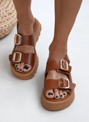 Σανδάλια δερμάτινα με velcro λουράκι TFP - Ταμπά - thefashionproject.gr - TFP