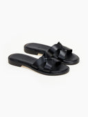 Σανδάλια δερμάτινα με χιαστί φάσα estil - Μαύρο - thefashionproject.gr - Estil