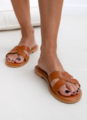 Σανδάλια δερμάτινα με χιαστί φάσα estil - Ταμπά - thefashionproject.gr - Estil