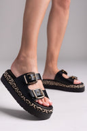 Σανδάλια δερμάτινα με ύφασμα Mariella Fabiani 2525/91 - Μαύρο - thefashionproject.gr - Mariella Fabiani