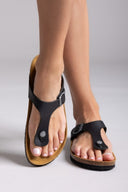 Σανδάλια δερμάτινα Plakton 181671 - Μαύρο - thefashionproject.gr - Plakton